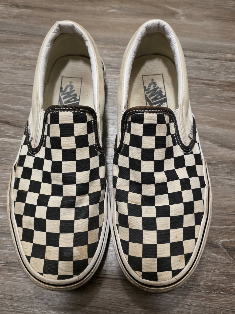 Vans Checkerboard Slip-On Sneakers - Black & White Womens Size 9